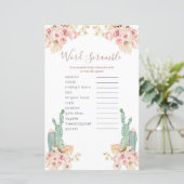 Boho Cactus Pink Floral Word Scramble Game (Staand voorkant)