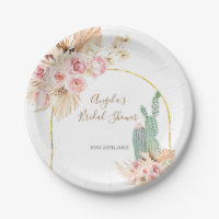 Boho Cactus Pink Flowers Paper Borden