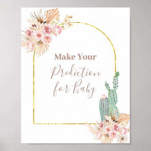 Boho Cactus Prédictions florales pour bébé Poster (Devant)
