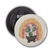 Boho Cactus regenboog: levendige woestijnvibes Button Flesopener (Voorkant)