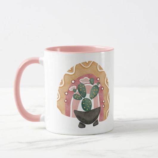 Boho Cactus regenboog: levendige woestijnvibes Mok (Links)