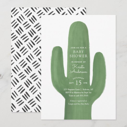 Boho Cactus Southwestern Baby shower Kaart (Voorkant / Achterkant)