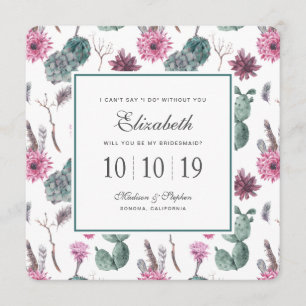 Boho Cactus, Succulent & Floral - Bruidsmeisje Kaart