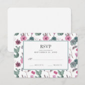 Boho Cactus, Succulent & Floral - Mariage RSVP (Devant / Derrière)