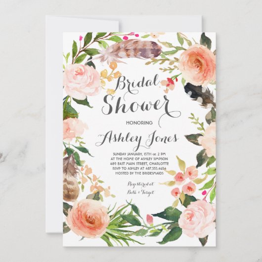 Boho cactus succulents Bridal Shower Invitation Kaart (Voorkant)