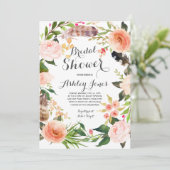 Boho cactus succulents Bridal Shower Invitation Kaart (Staand voorkant)