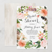Boho cactus succulents Bridal Shower Invitation Kaart (Voorkant / Achterkant)