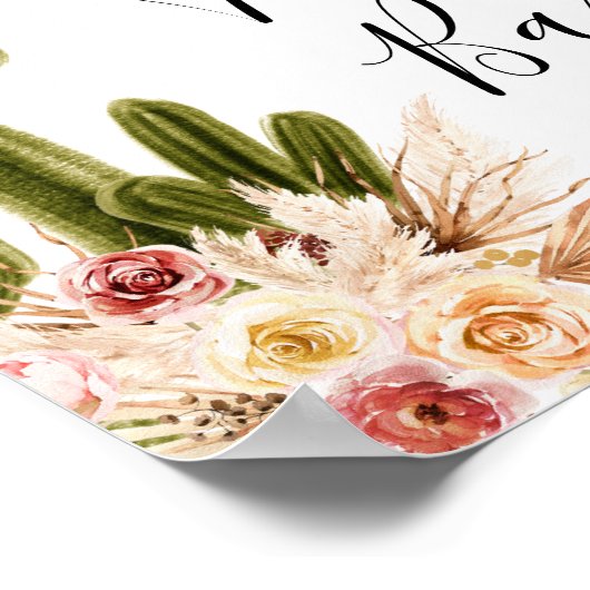 Boho Cactus Taco Bar Taco bout Love Sign Poster (Hoek)