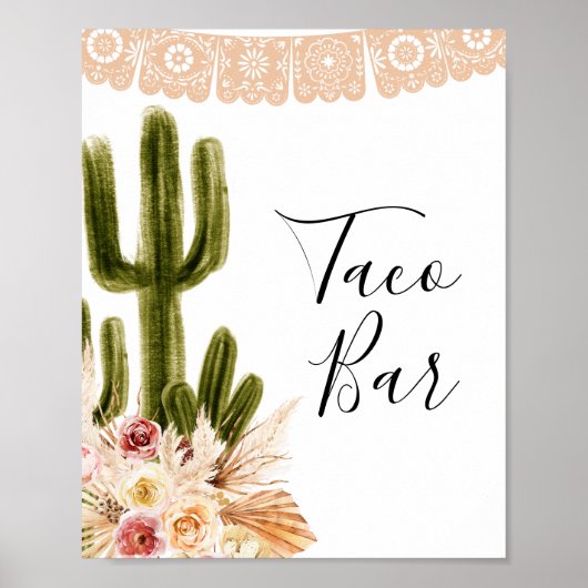 Boho Cactus Taco Bar Taco bout Love Sign Poster (Voorkant)