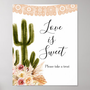 Boho Cactus Taco Bout Love is Sweet Bord Poster