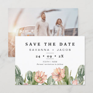Boho cactus vetplanten bruiloft Save The Date Kaar Kaart