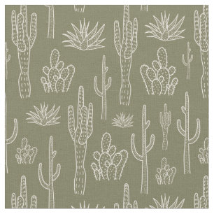 Boho Cactus Westerse Zuidelijke Neutrale Mosgroen Stof