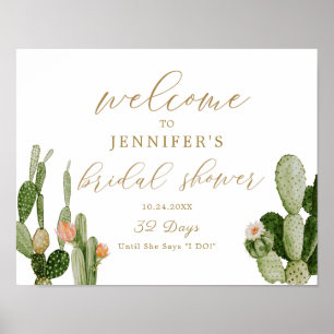 Boho Cactus Woestijn Bruidsdouche Welkom Poster