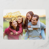 Boho Cactus Zuidwest Gelukkig Nieuwjaar 1 Foto Gou Folie Feestdagenkaart (Voorkant)