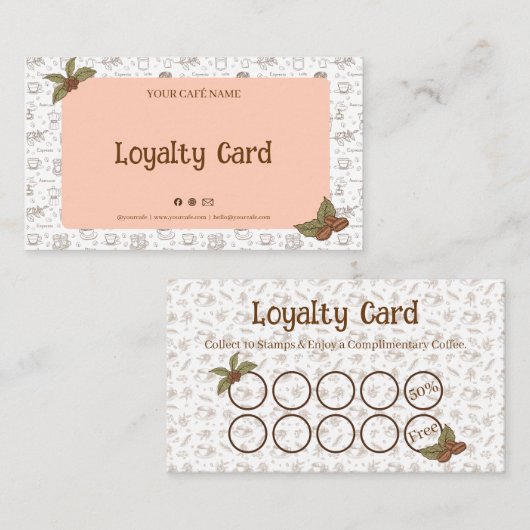 Boho Café Loyalty Card Stempel (Voorkant / Achterkant)
