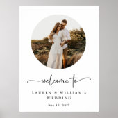Boho Calligraphy Round Photo Mariage Affiche de bi (Devant)