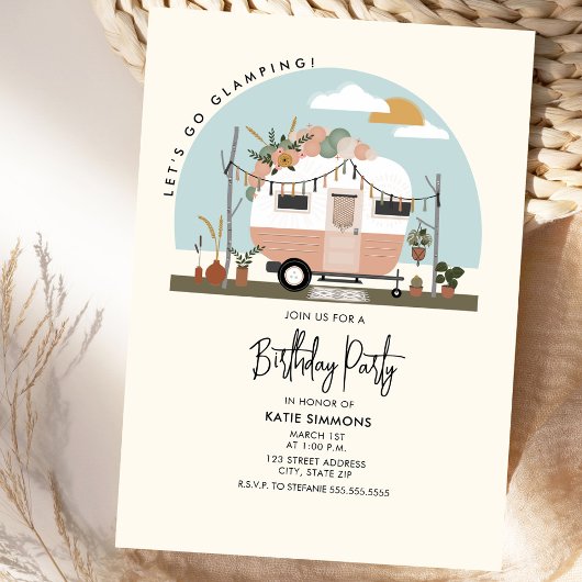 Boho Camper Glamping Birthday Party Kaart