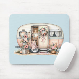 Boho Camper met Bloemenkrans & Pastels Roze Muismat