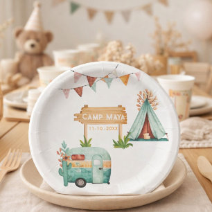 Boho camping verjaardagsfeestje Papieren bord