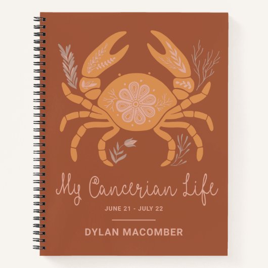 Boho Cancer Zodiac Astrology Personalized Journal Notitieboek (Voorkant)