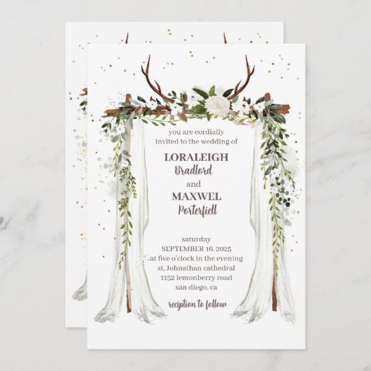 Boho canopy Faire-part de mariage 2025 (Devant / Derrière)