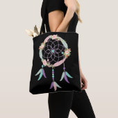 Boho Canvas tas in het zwart met het Afbeelding va (Dichtbij)
