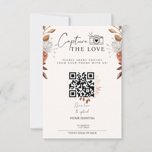 Boho Capture L'Amour Photo I Spy Mariage Menu (Devant)