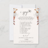 Boho Capture L'Amour Photo I Spy Mariage Menu (Dos)