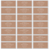 Boho Caramel Mocha Wedding Guest Adresetiketten Sticker (Voorkant)