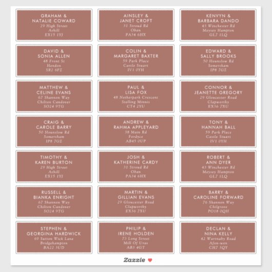 Boho Caramel Rust Maple Guest Adresetiketten Sticker (Vel)