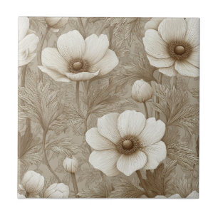 Boho Carreaux Anémones Vintages Pour Accent Bain