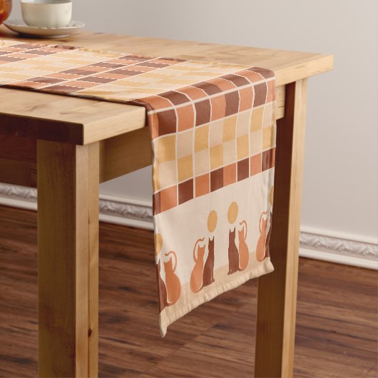 Boho Cats Sunset Desert Korte Tafelloper (Voorbeeld)