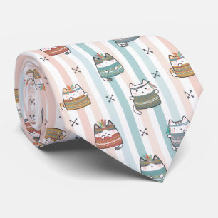Boho Cats Tribale Patroon Stropdas