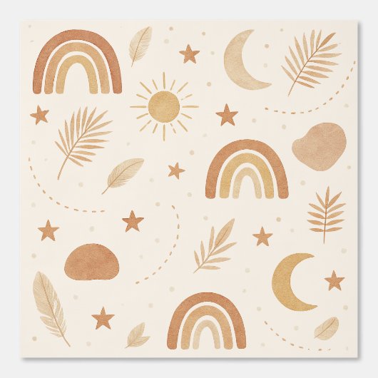 Boho Celestial Arc-en-ciel papier peint - Chaud (Recto)