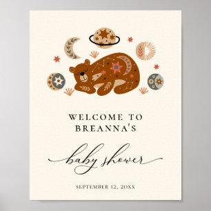 Boho Celestial Beer Baby shower Welkom Poster