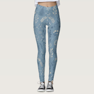 Boho Celestial Botanische Stof Blauw Actieve Kledi Leggings