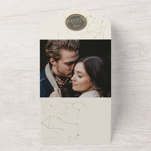 Boho Celestial Bruiloft Alles In Een Uitnodiging (Buitenkant)