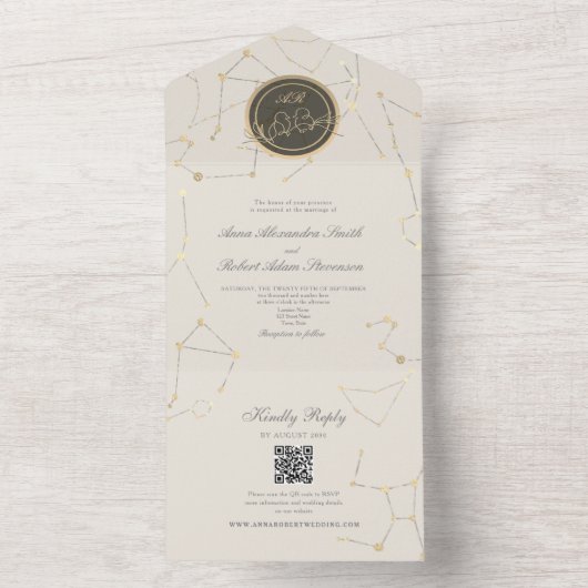 Boho Celestial Bruiloft Alles In Een Uitnodiging (Binnen)
