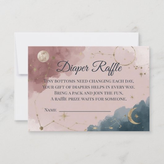 Boho Celestial Diaper Raffle Card | Gold Moon Bedankkaart (Voorkant)
