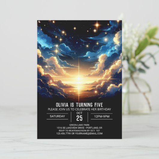 Boho Celestial Digitale Verjaardag Kaart (Staand voorkant)