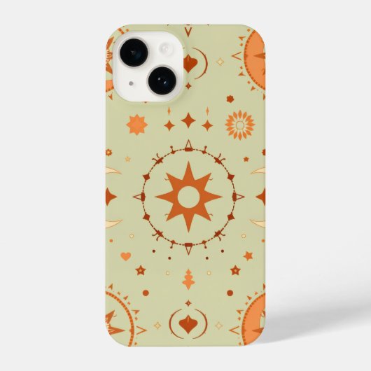 Boho Celestial iPhone Case | Zon en maan astrologi iPhone Hoesje (Achterkant)