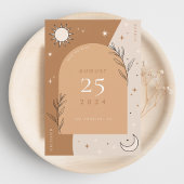 Boho Celestial Maan- en Zonmysticus Foto Bruiloft Save The Date