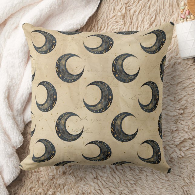 Boho Celestial Maan Goud Patroon Kussen (Deken)