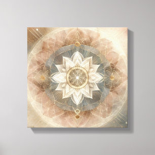 Boho Celestial Mandala in zachte harmonie Canvas Afdruk