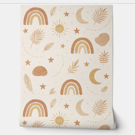 Boho Celestial Rainbow Nursery Wallpaper – Warm Behang