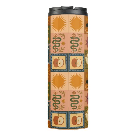 Boho Celestial | Retro Zon & Maan Thermosbeker (Achterkant)