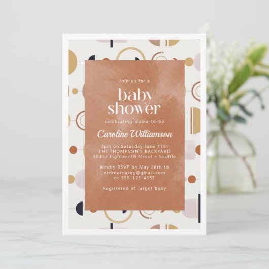 Boho Celestial Shapes Terracotta Baby shower Kaart (Staand voorkant)