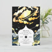 Boho Celestial Space Verjaardag Kaart (Staand voorkant)