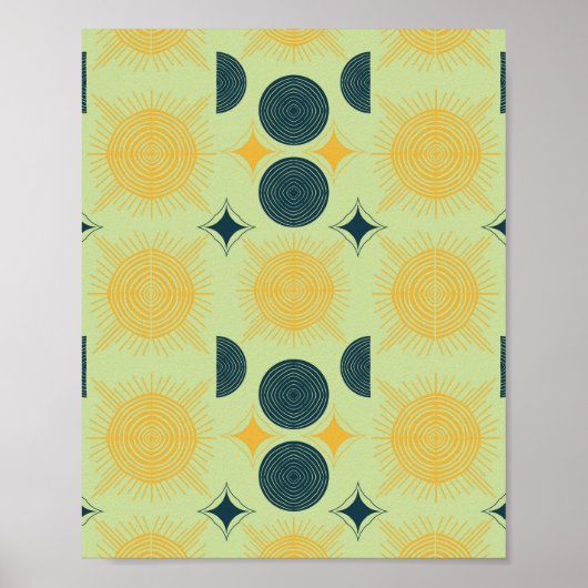 Boho Celestial Sun Moon Mint Poster (Voorkant)