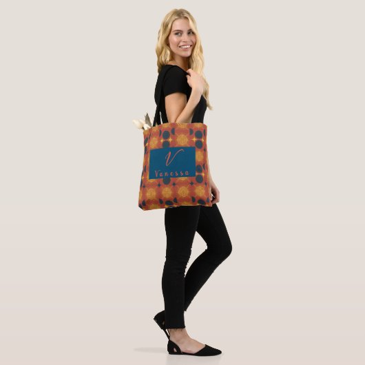 Boho Celestial Sun Moon Monogram Script Canvas tas (Op model)